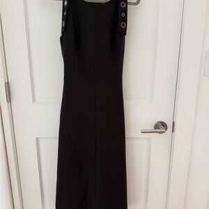 BCBGMaxAzria Black Midi Dress with Button Detail